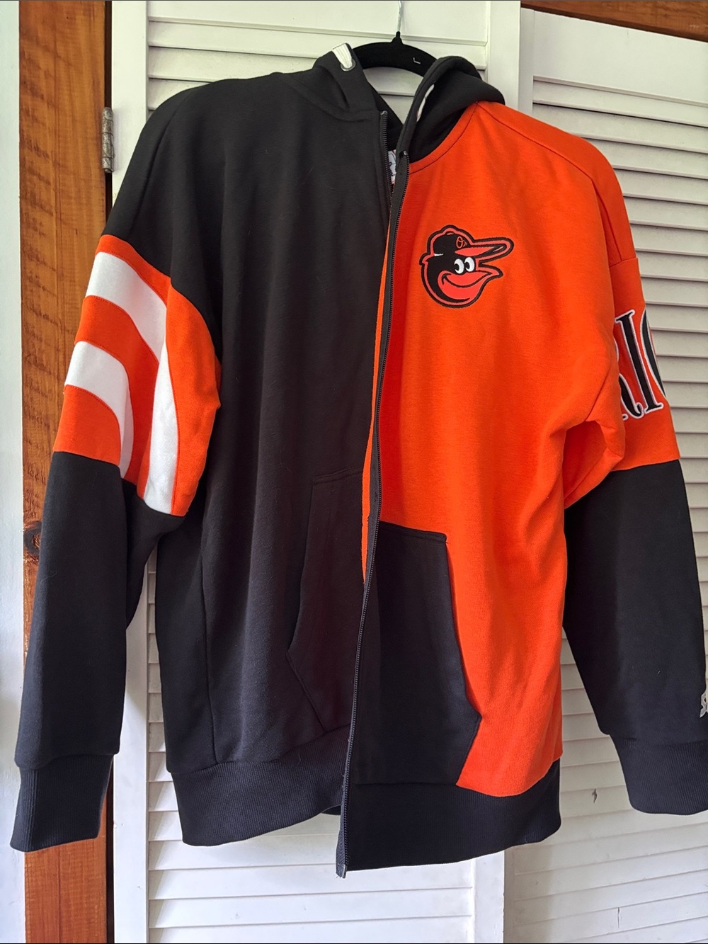 STARTER Black & Orange Two-Tone Zip Hoodie